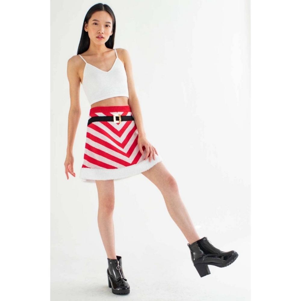 With Love Derek Chevron Santa Skater Skirt